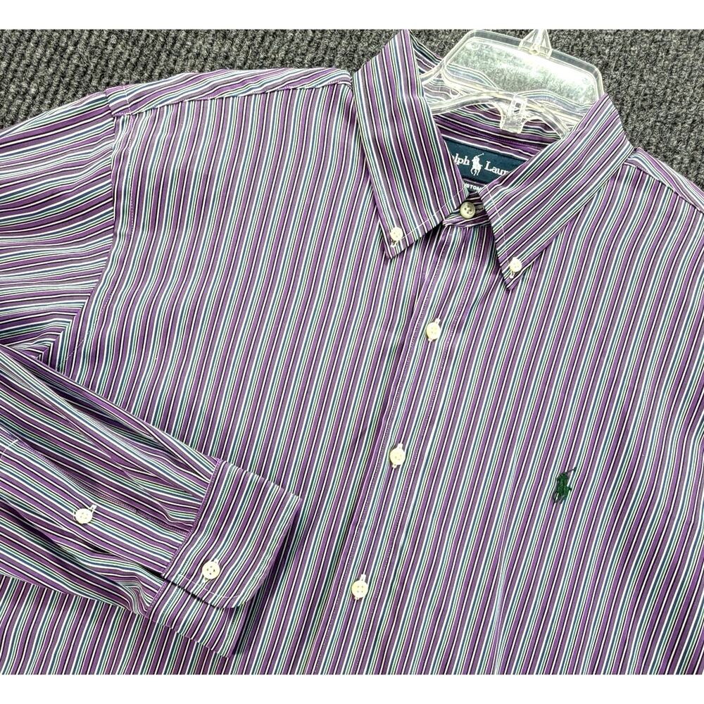 Polo Ralph Lauren Mens XL Multicolor Stripe Button Up Shirt Long Sleeve Cotton